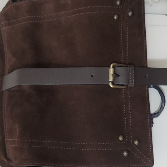 Garnet Hill Siena  Messenger Crossbody Leather Suede Bag Made in Italy - Picture 6 of 13